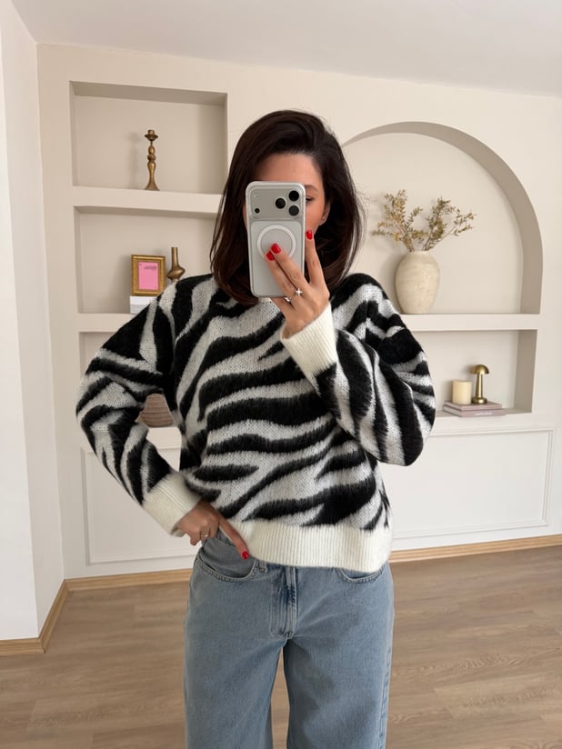 Zebra Desenli Kazak 