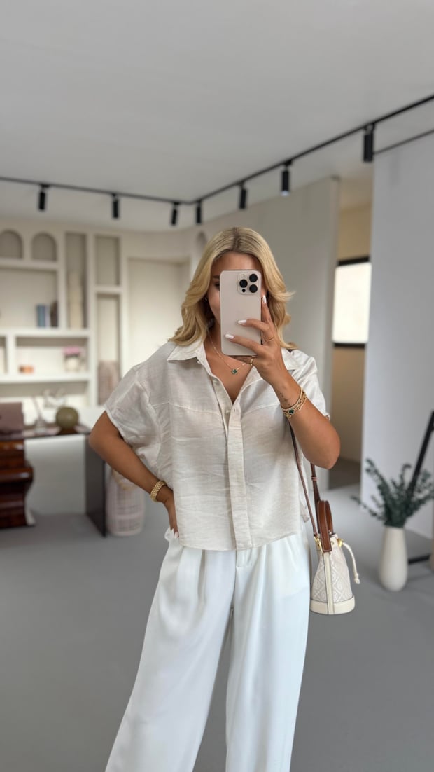 Natural  Kısa Kol Tensel Modal Gömlek