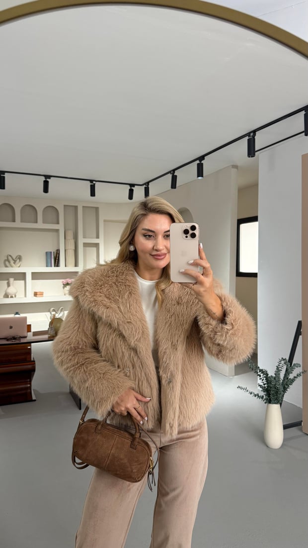 Premium Kalite Yoğun Tüylü Camel Kürk