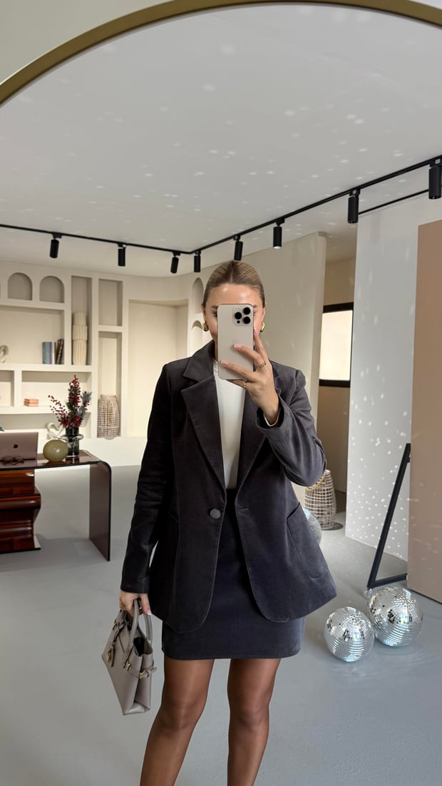 Kadife Füme Blazer Ceket