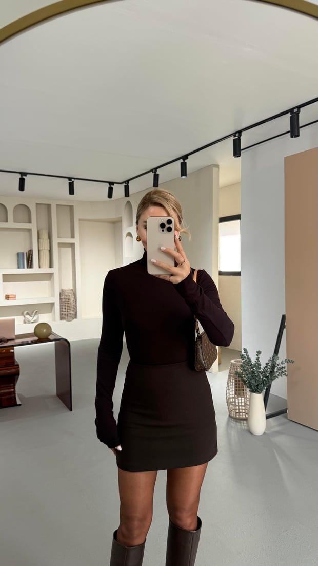 Premium Seri Kahve Mini Etek