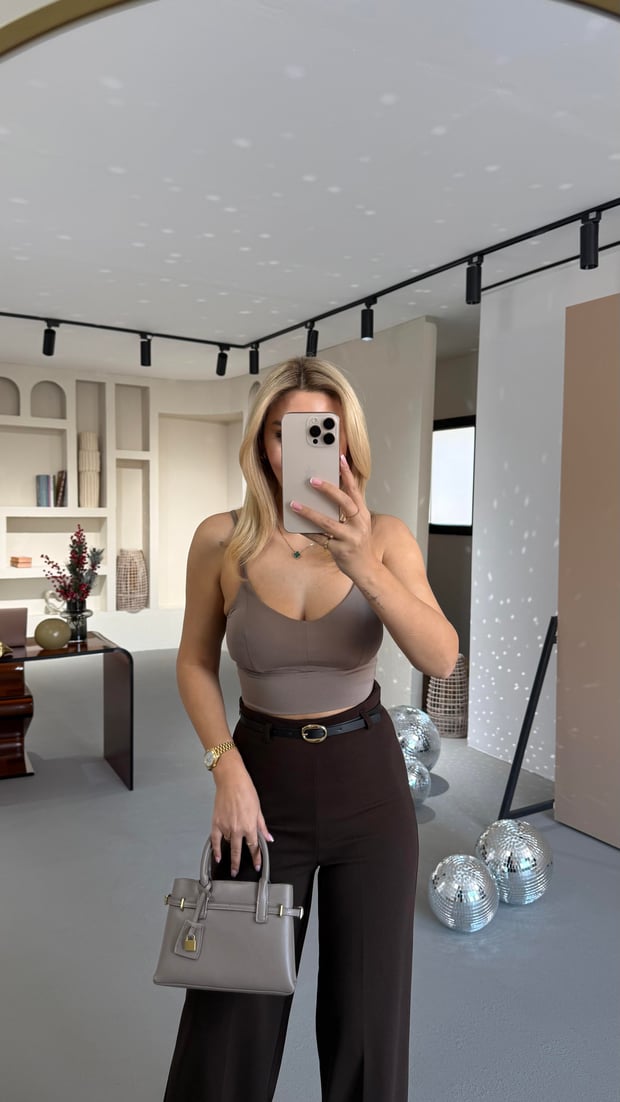 Sırtı Çapraz Göğüs Kaplı Vizon Bralet