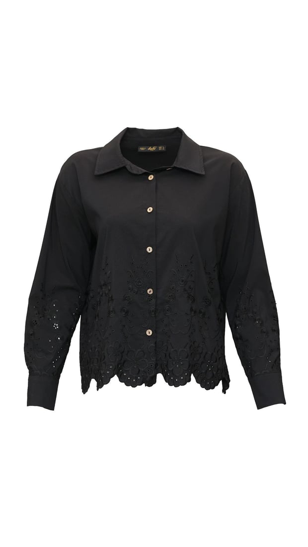 Fisto Detay Siyah Poplin Gömlek