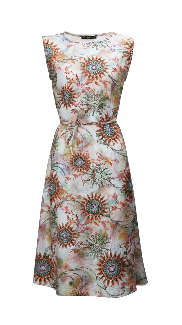 Nakış Detay Desenli Orange Elbise