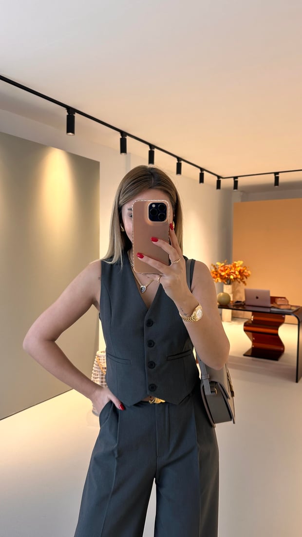 Premium Seri Bel Kemer Detay Haki Yelek