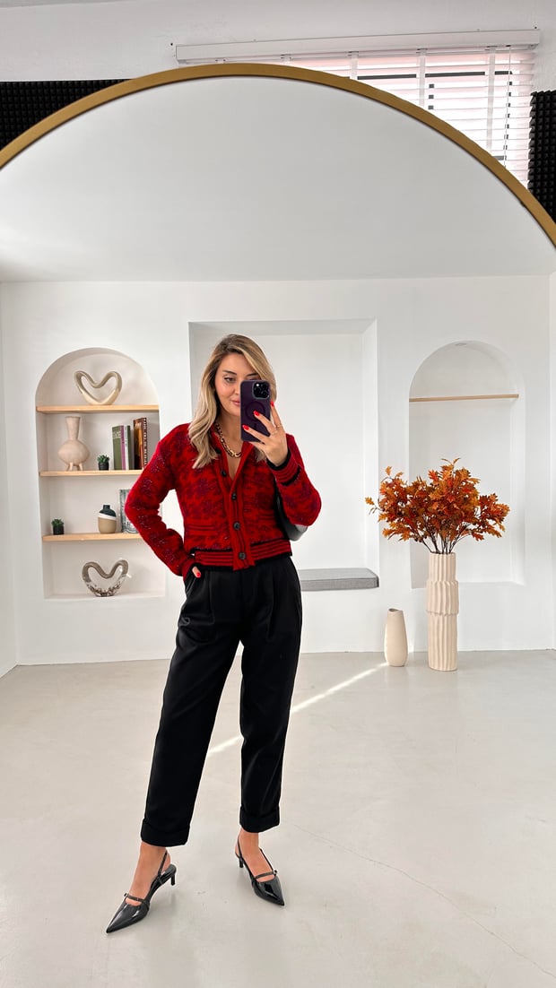 Premium Seri Duble Paça Piliseli Siyah Pantolon