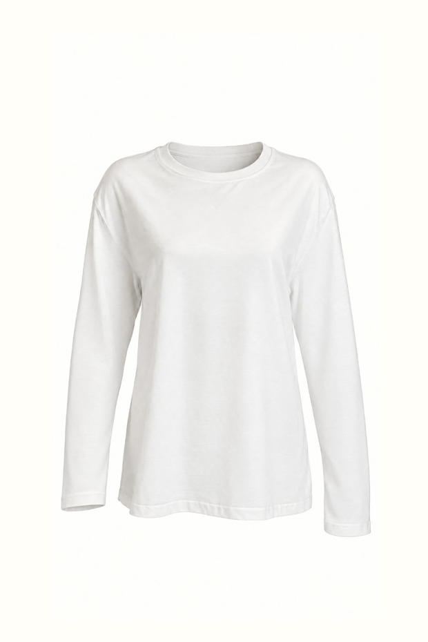 Bisiklet Yaka Beyaz Relax Basic TshirtSezgi Tekin