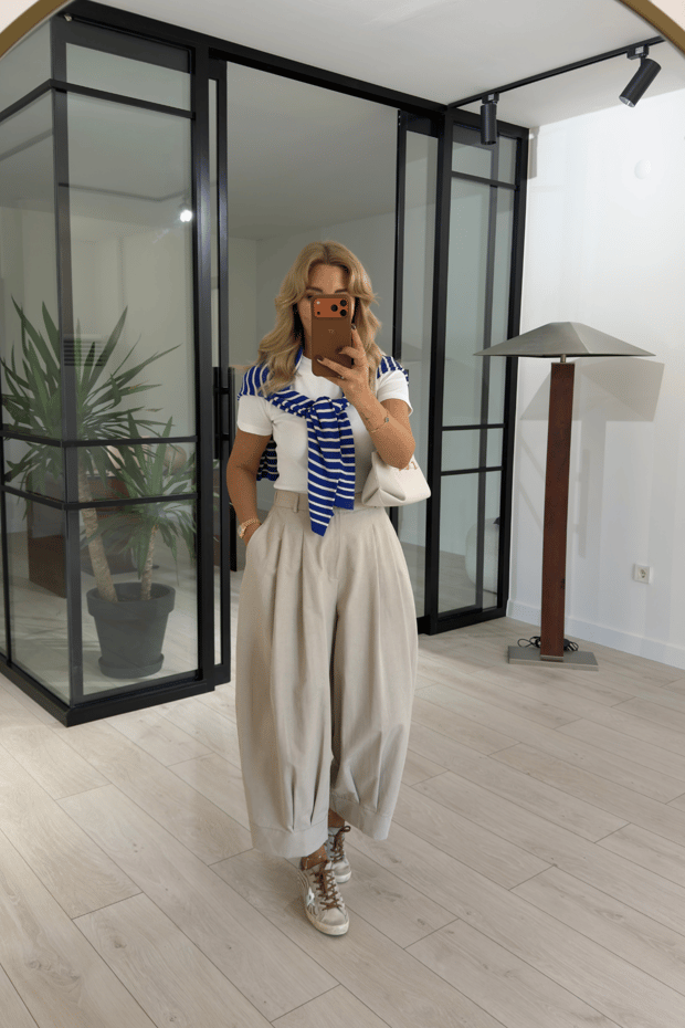 Çift Pensli Taş Barrel PantolonSezgi Tekin