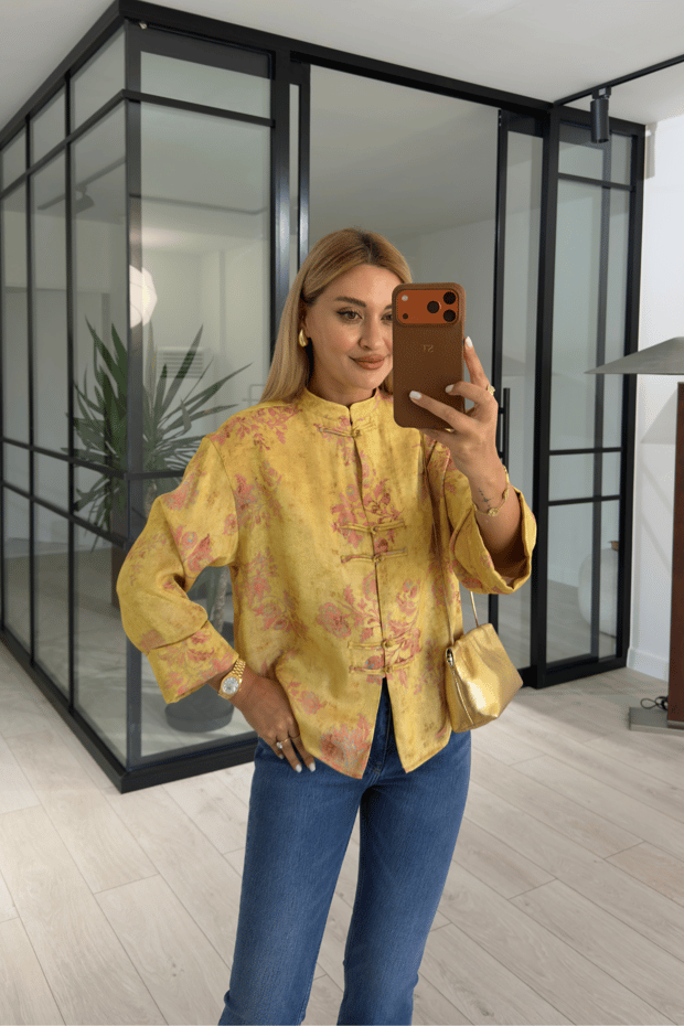 Floral Desen Düğüm Düğmeli GömlekSezgi Tekin