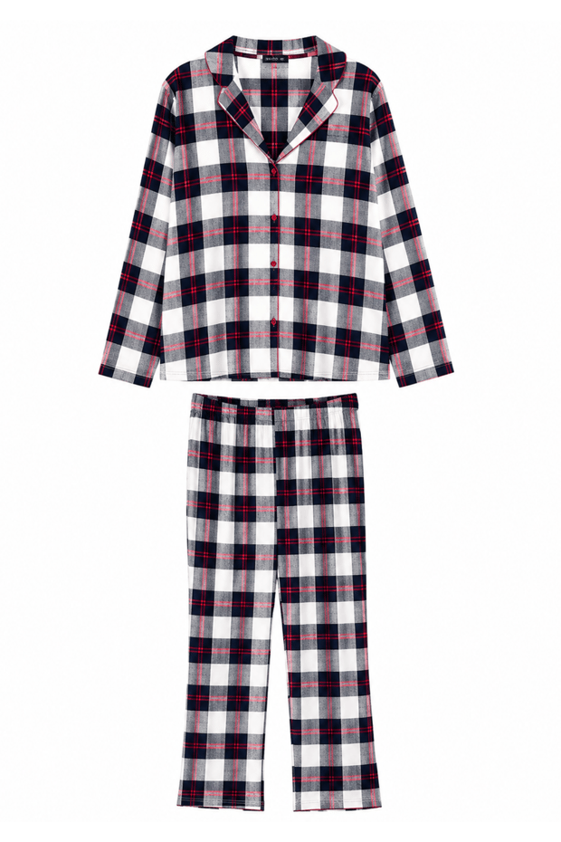 Gömlek Pantolon Ekose Pijama TakımıSezgi Tekin