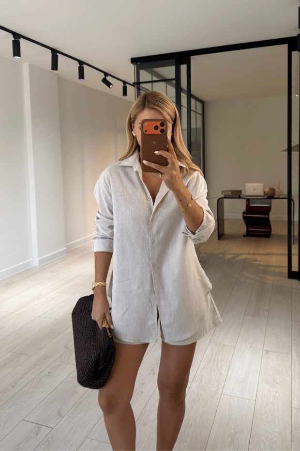 Premium Seri BF Bej Keten GömlekSezgi Tekin