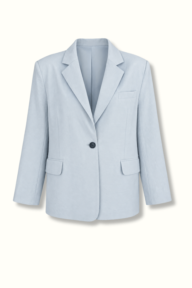 Tek Düğmeli Oversize Modal Bebek Mavi Blazer CeketSezgi Tekin