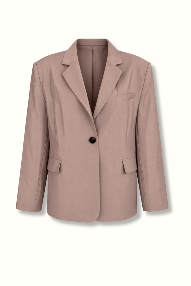 Tek Düğmeli Oversize Modal Vizon Blazer CeketSezgi Tekin