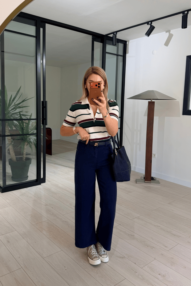 Wide Leg Dökümlü Lacivert Bol PantolonSezgi Tekin