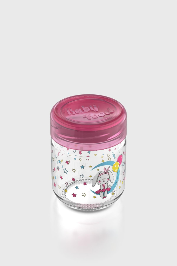 Renga Dolce Desenli 210 ml Silikon Contalı Cam Mama Kavanozu 222003 Fuşya