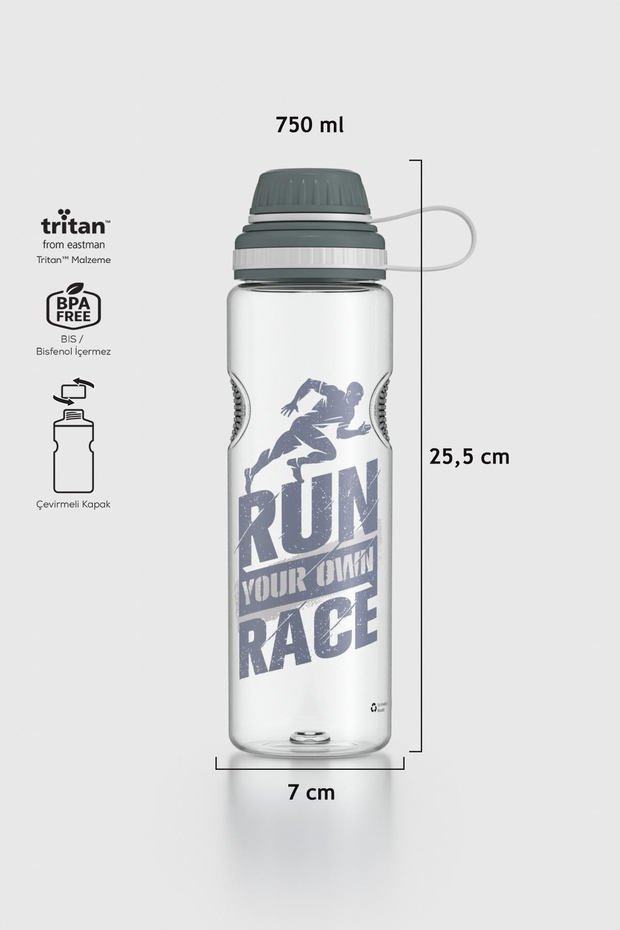 Renga Ege Yazı Desenli 750 ml Tritan Matara 912067 Füme