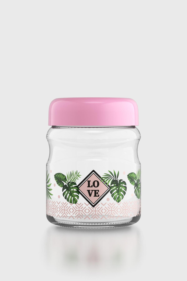 Renga Etnic Love 900 ml Desenli Cam Kavanoz 132001 Pembe