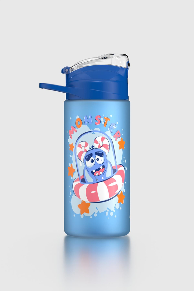 Renga Falcon Monster Desenli 500 ml Pipetli Mat Tritan Çocuk Matara 912037 Mavi