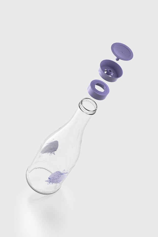 Renga Gala Flowers Desenli 1000 ml Cam Karaf 212011 Mor