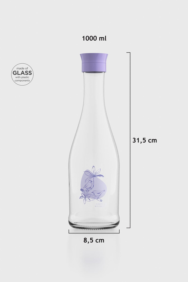 Renga Gala Flowers Desenli 1000 ml Cam Karaf 212011 Mor