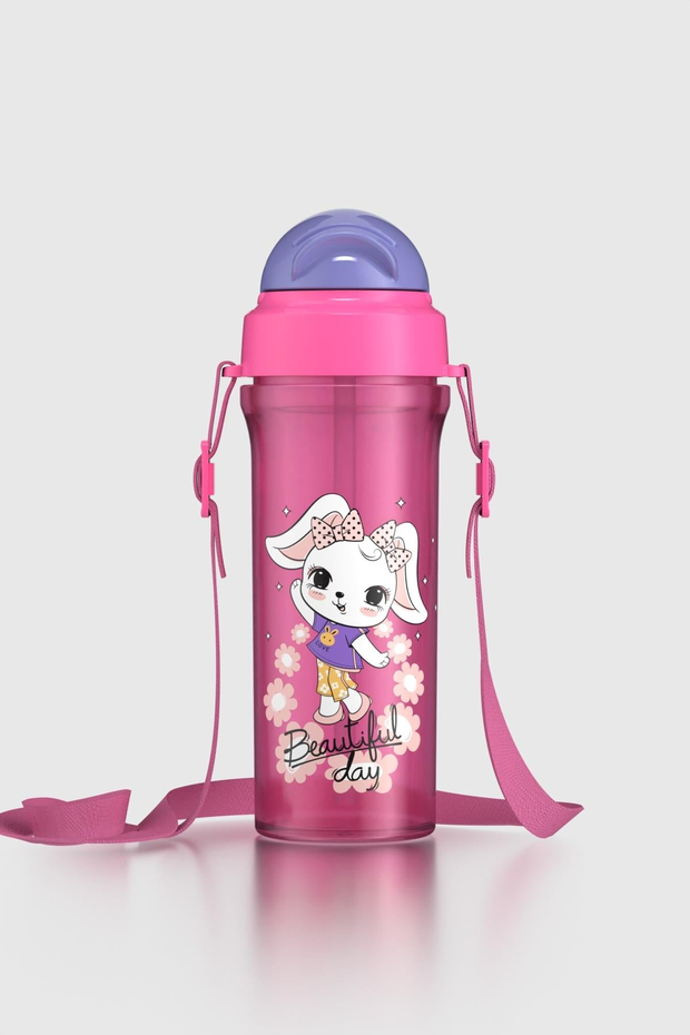 Renga Kai Beautiful Day Tavşan Desenli PP 3lü Çocuk Seti Suluk, Pipetli Bardak ve Saklama Kabı 712008 Pembe