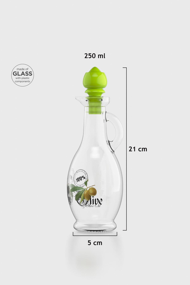 Renga Kibele Desenli 250 ml Yeşil Kapaklı Cam Yağlık 152043