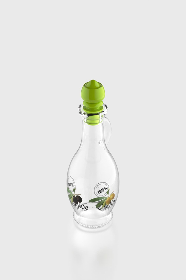 Renga Kibele Desenli 250 ml Yeşil Kapaklı Cam Yağlık 152043