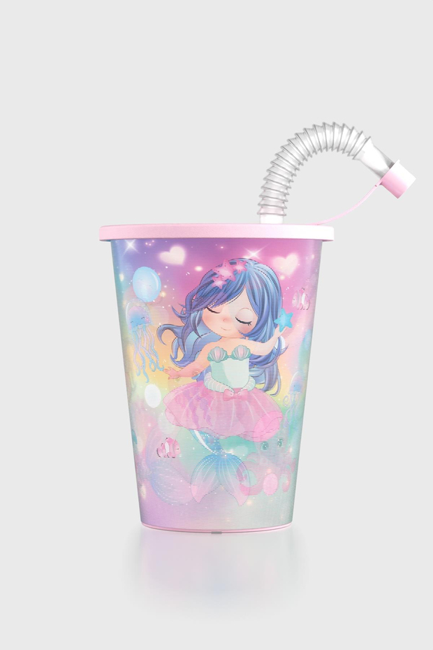 Renga Layt Kids Desenli 420 ml Pipetli PP Bardak 142025 Pembe