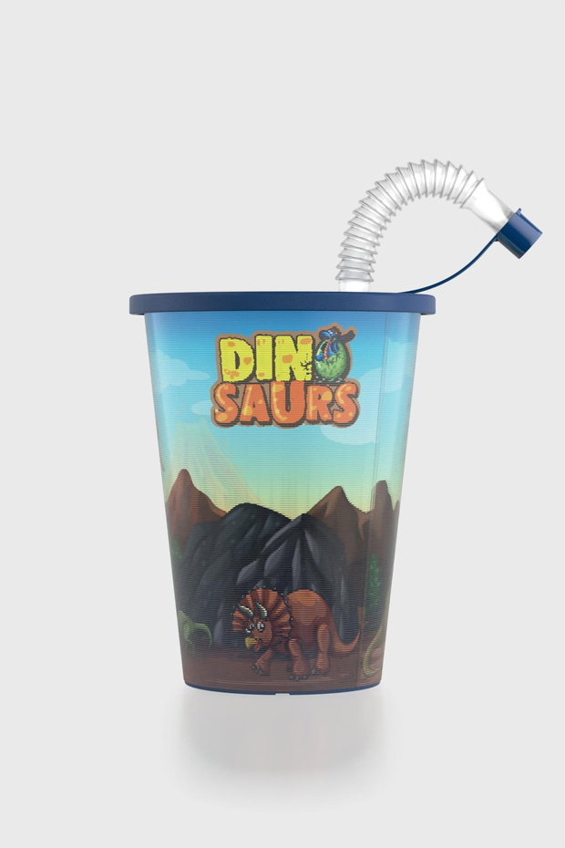 Renga Layt Kids Desenli 420 ml Pipetli PP Bardak 142025 Mavi