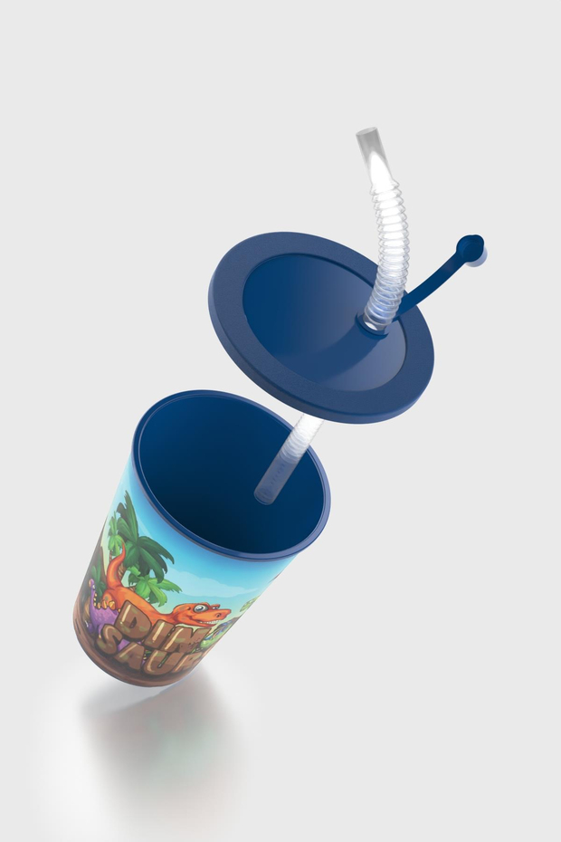 Renga Layt Kids Desenli 420 ml Pipetli PP Bardak 142025 Mavi