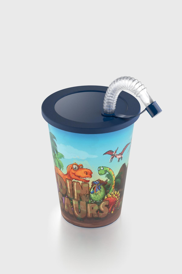 Renga Layt Kids Desenli 420 ml Pipetli PP Bardak 142025 Mavi