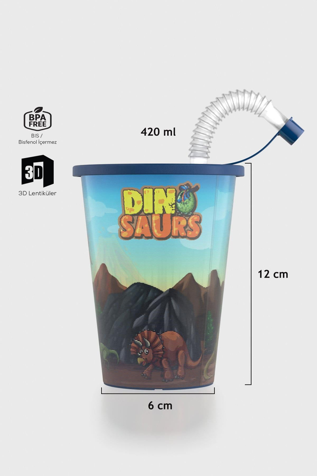 Renga Layt Kids Desenli 420 ml Pipetli PP Bardak 142025 Mavi