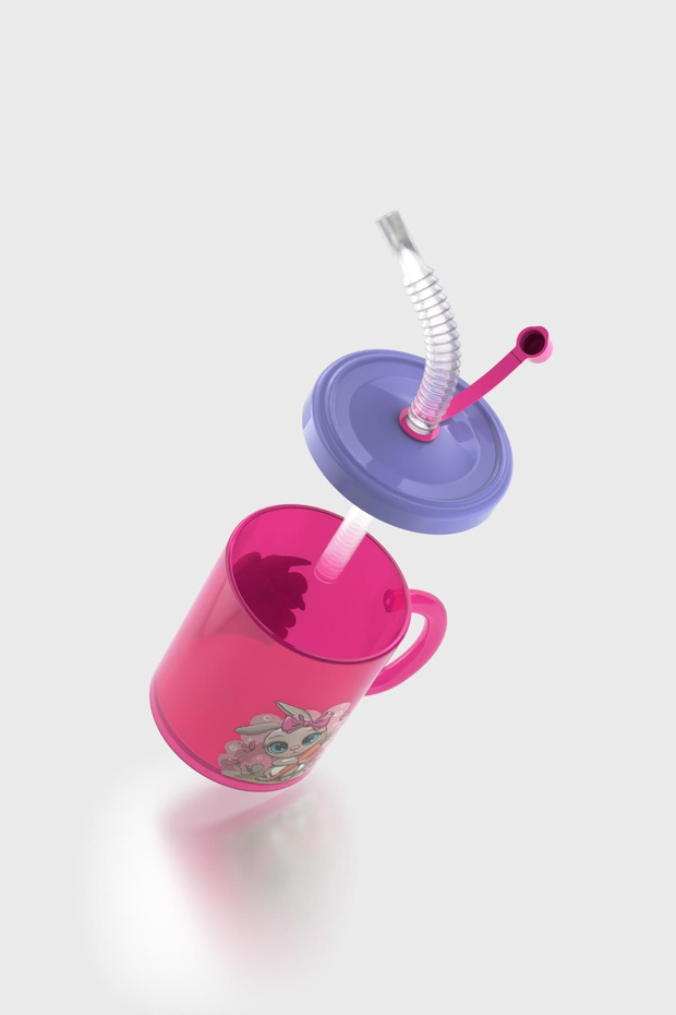 Renga Ruby Tavşan Desenli 210 ml Pipetli Kulplu PP Bebek Bardağı 142026 Pembe-Mor