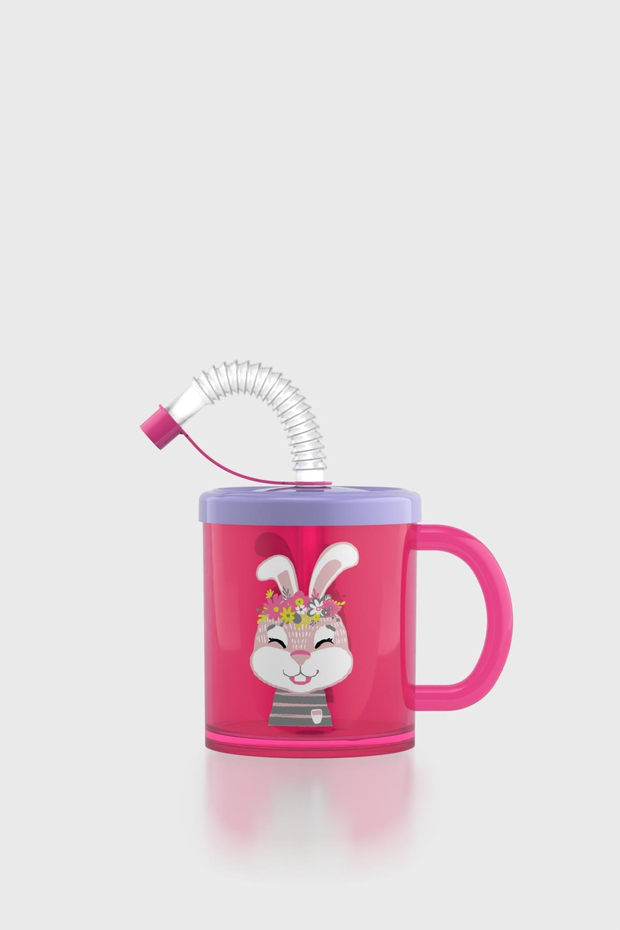 Renga Ruby Tavşan Desenli 210 ml Pipetli Kulplu PP Bebek Bardağı 142003 Pembe-Mor
