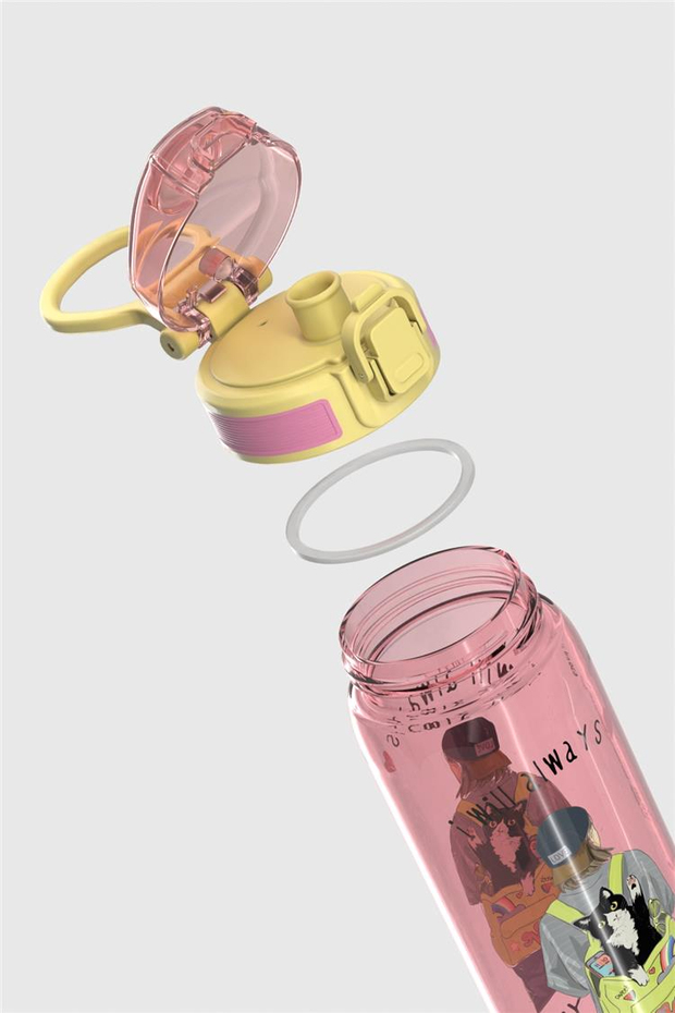 Renga Rybo-X Desenli 630 ml Tritan Çocuk Matara 912163 Pembe