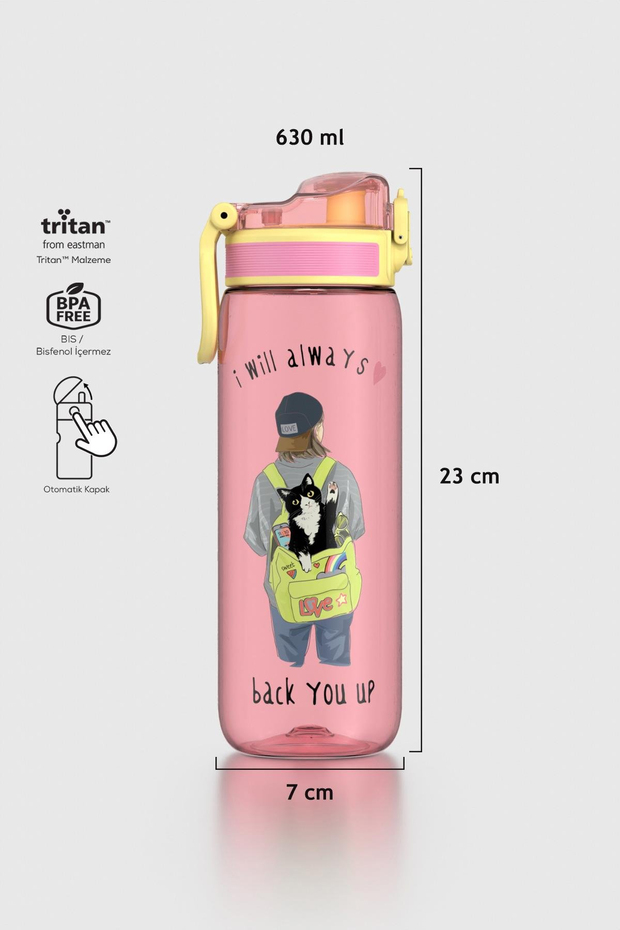 Renga Rybo-X Desenli 630 ml Tritan Çocuk Matara 912163 Pembe