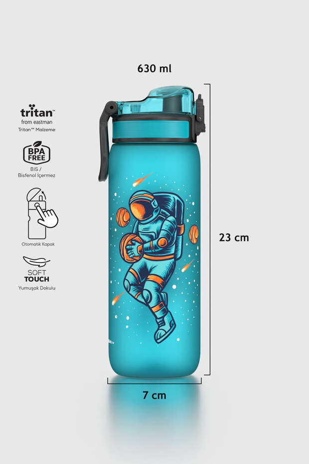 Renga Rybo-X Soft Touch Desenli 630 ml Tritan Çocuk Matara 912162 Mavi