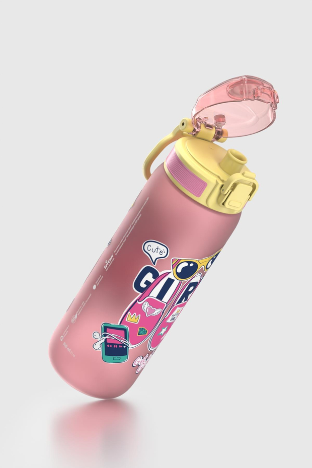 Renga Rybo-X Soft Touch Desenli 630 ml Tritan Çocuk Matara 912162 Pembe