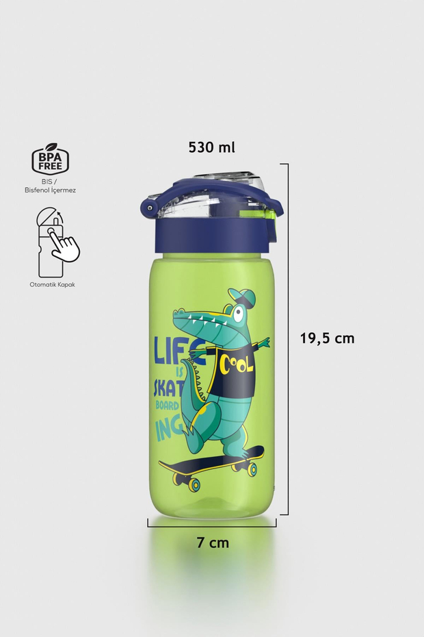 Renga Saga Desenli 530 ml Çocuk Matara 912174 Yeşil-Mavi