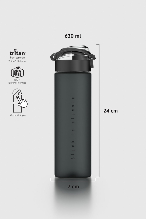 Renga Saga Desenli 630 ml Mat Tritan Matara 912114 Siyah