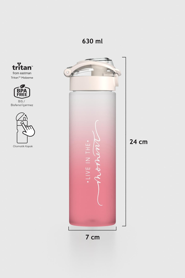 Renga Saga Moment Yazı Desenli 630 ml Mat Tritan Matara 912120 Pudra