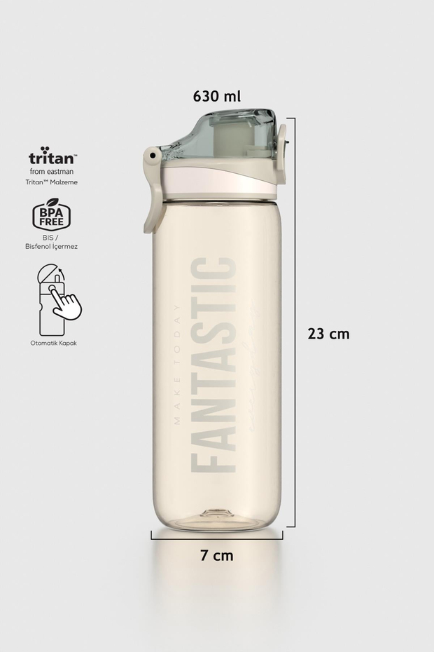 Renga Trego Yazı Desenli 630 ml Tritan Matara 912155 Bej