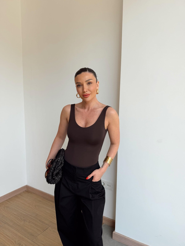 Askılı Bodysuit Kahve