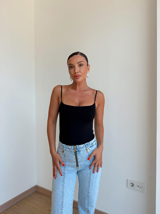 Askılı Bodysuit Siyah