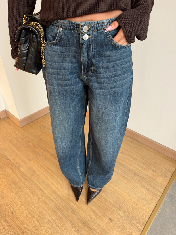 Bel Detaylı Balon Jean