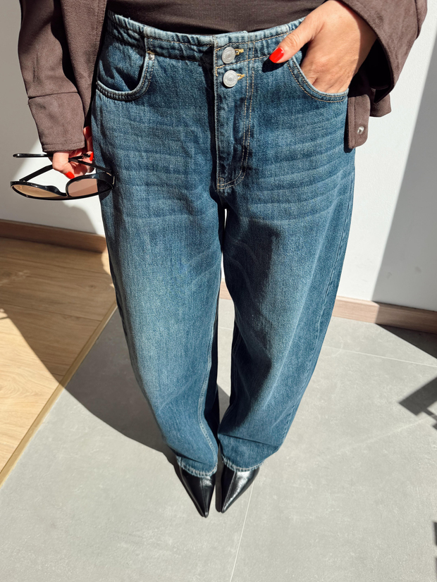 Bel Detaylı Balon Jean