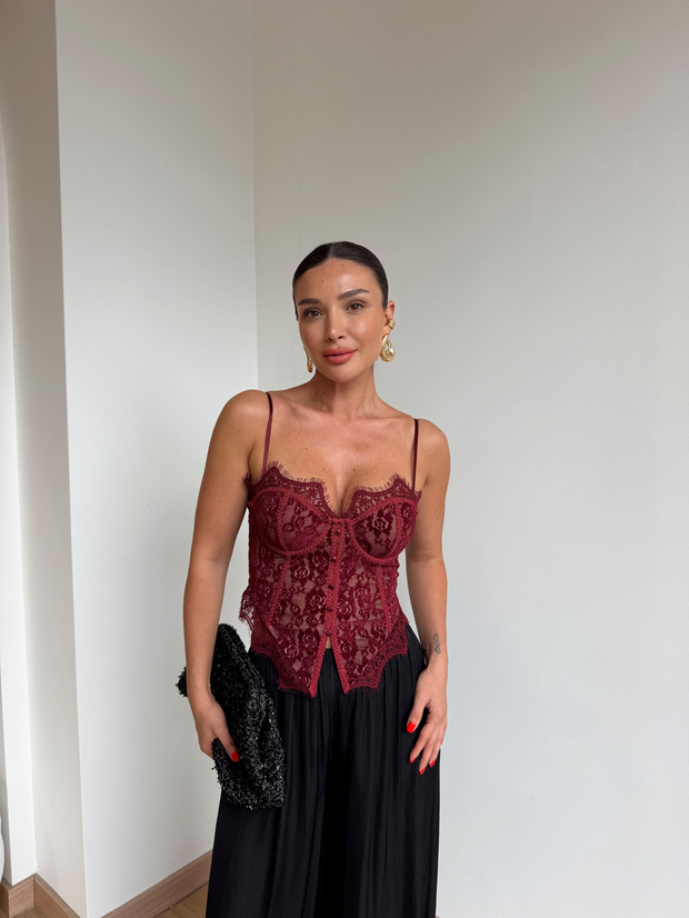 Dantel Korse Bordo