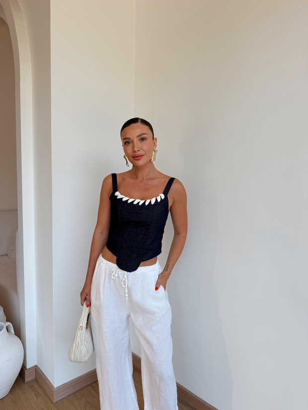 Denim Kuş Gözü Bluz