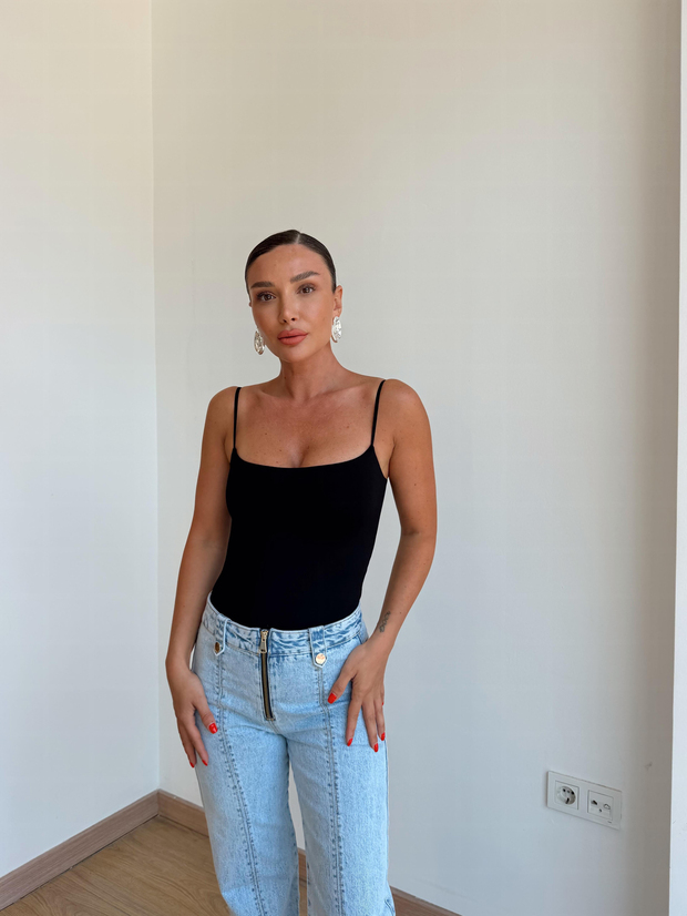 Kayık Yaka Dantel Transparan Bluz Siyah