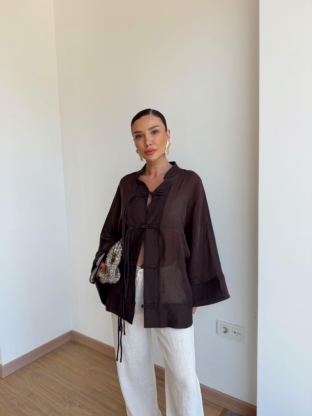Kimono Bluz Kahve